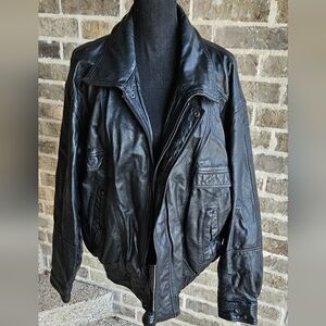 William Barry Black Lambskin Leather Jacket XL Bomber‎ Flight Coat